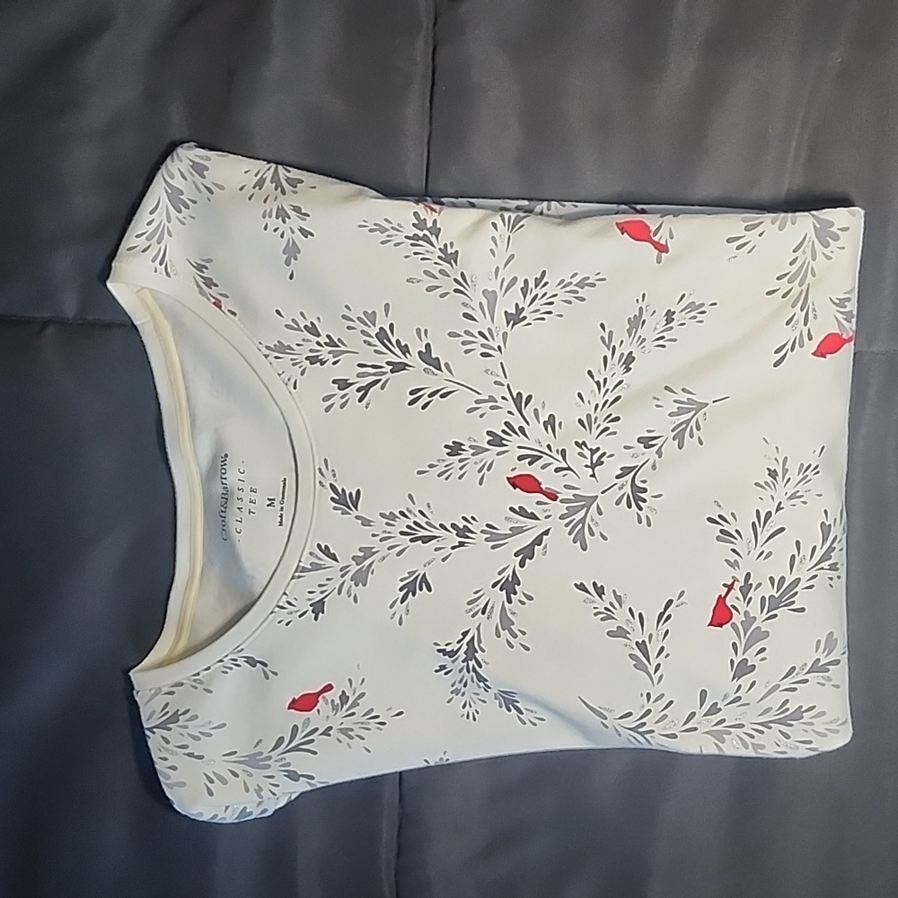 Women's Croft & Barrow Crewneck Holiday Tee Long Sleeve Size M